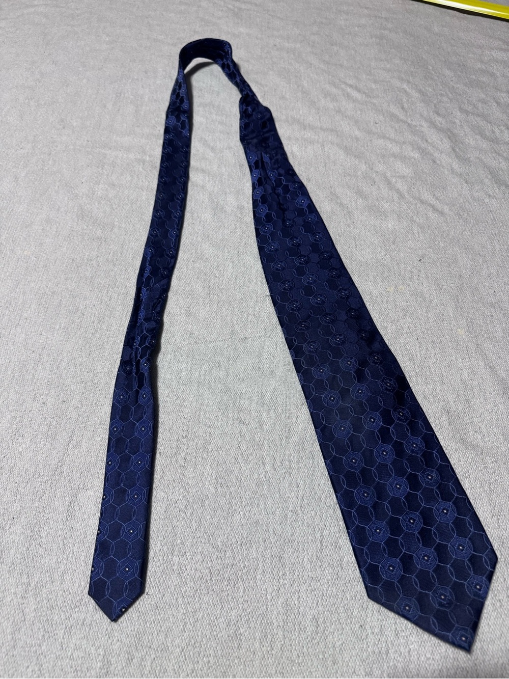 Sean John Navy Hexagon Pattern Silk Tie
